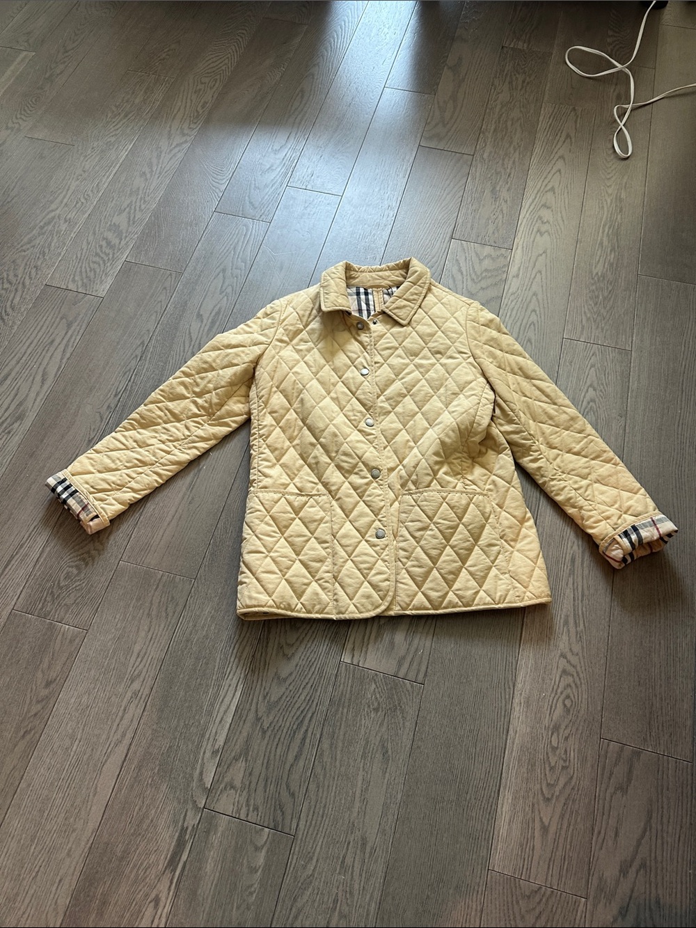 Burberry Quilted Pale Yellow Snap-Front Utility Jacket